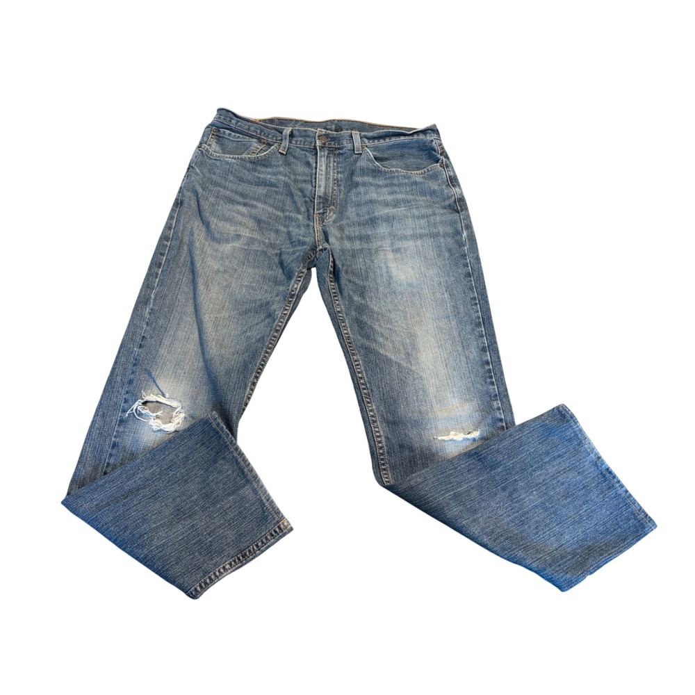 Levis 559 Relaxed Straight Jeans Mens 34x32 Blue Medium Wash Distressed 00559
